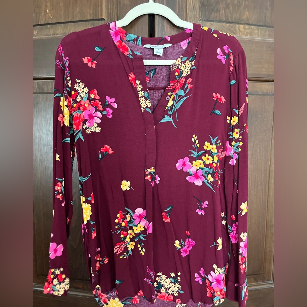 Old Navy Tunic Burgundy Floral Size M